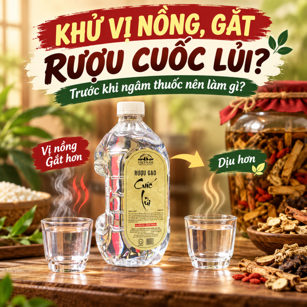 Cách khử vị gắt rượu cuốc lủi trước khi ngâm thuốc